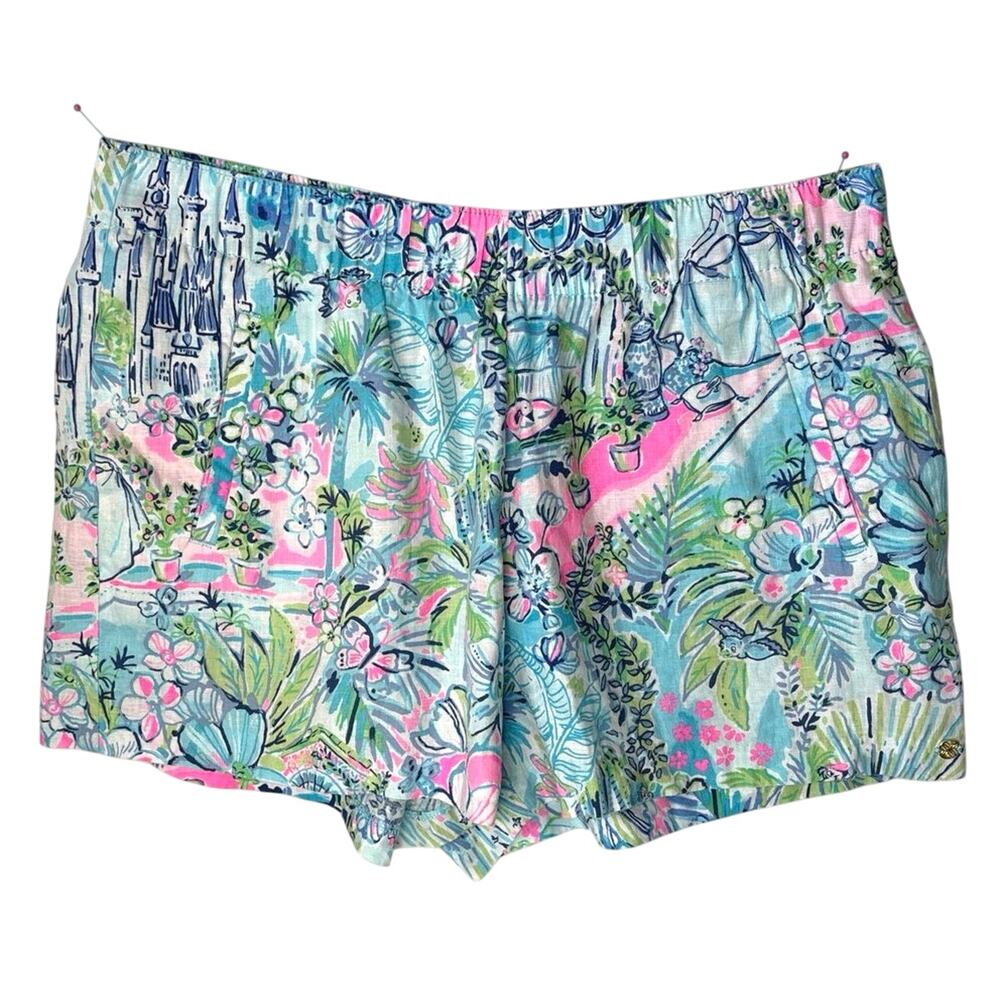 Lily Pulitzer 2025 Disney Shorts Cinderella Lilo Linen Size Large NWOT